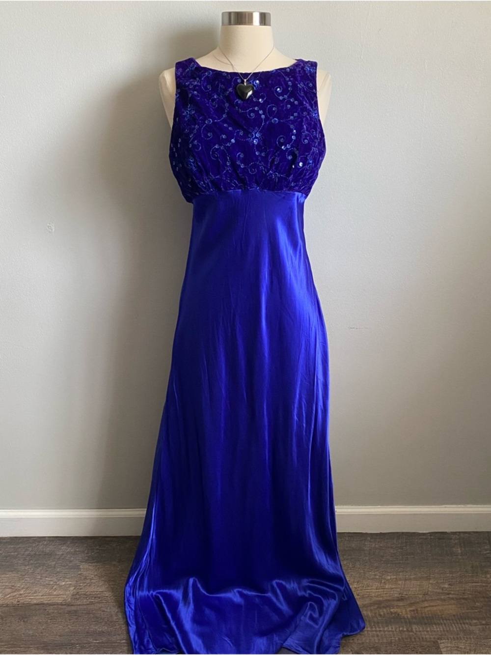 Vintage 90s Whimsigoth Fairy blue velvet maxi formal prom dress
